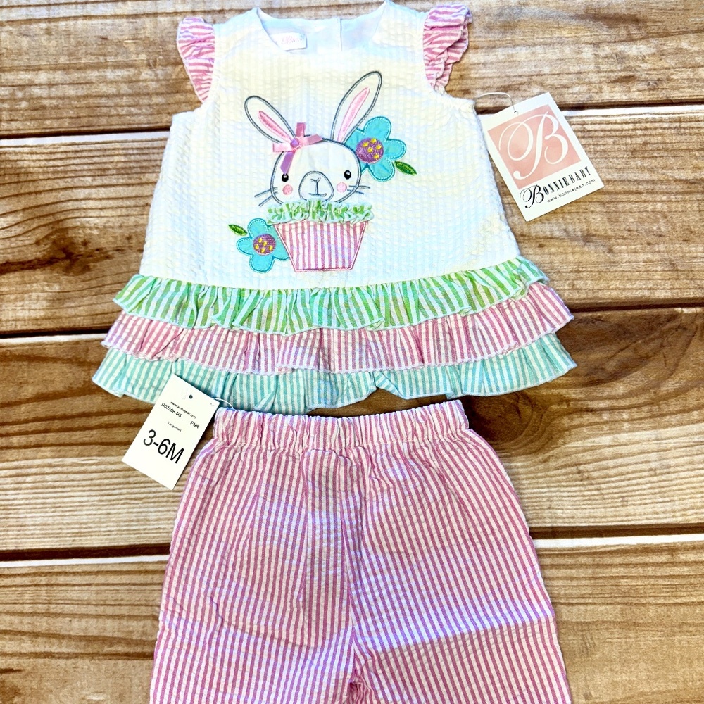 NWT Easter Outfit - Seersucker - Size 3-6 mo - Have matching sister set too